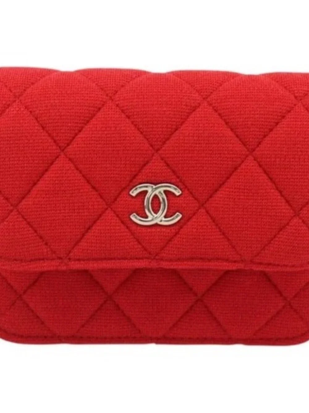 CHANEL Chain Mini Matelasse 12 Shoulder Bag Cotton Red Gold CC Auth 182786SM